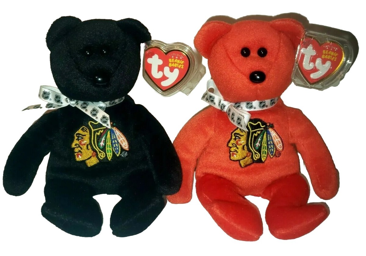 Ty Beanie Baby STANLEY Bears (Black & Red)(Chicago Blackhawks) 8.5