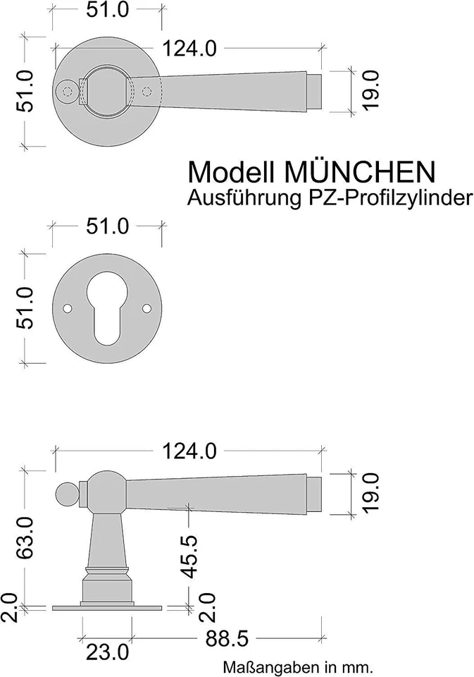 Maniglia Rotondo ferramenta per porte Ferro Battuto Nero interna Set Pz - Immagine 3 di 4