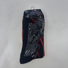 Marvel Black Panther Socks 2 Pairs Black Red Men's Shoe Size 6-12 new