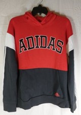 Adidas Hoodie Youth XL 18/20 Black Red White Pullover Athletic.
