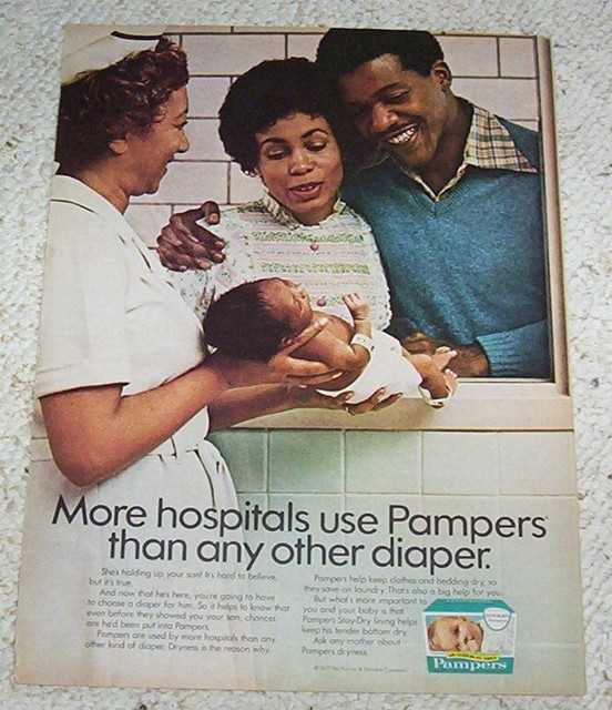 1978 print ad page Pampers Diapers baby family nurse Hospital Procter