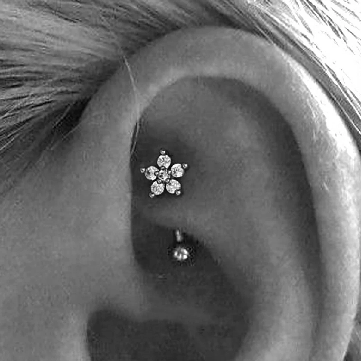 Flower piercing earrings deals
