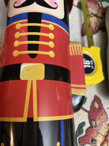 Christmas Nutcracker Toy Soldier Tin Container Canister Cylinder Red Round - Picture 15 of 16