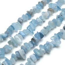 Natural Blue Aquamarine Chip Beads 32” Strand 5~8mm Jewelry Making Bulk Loose