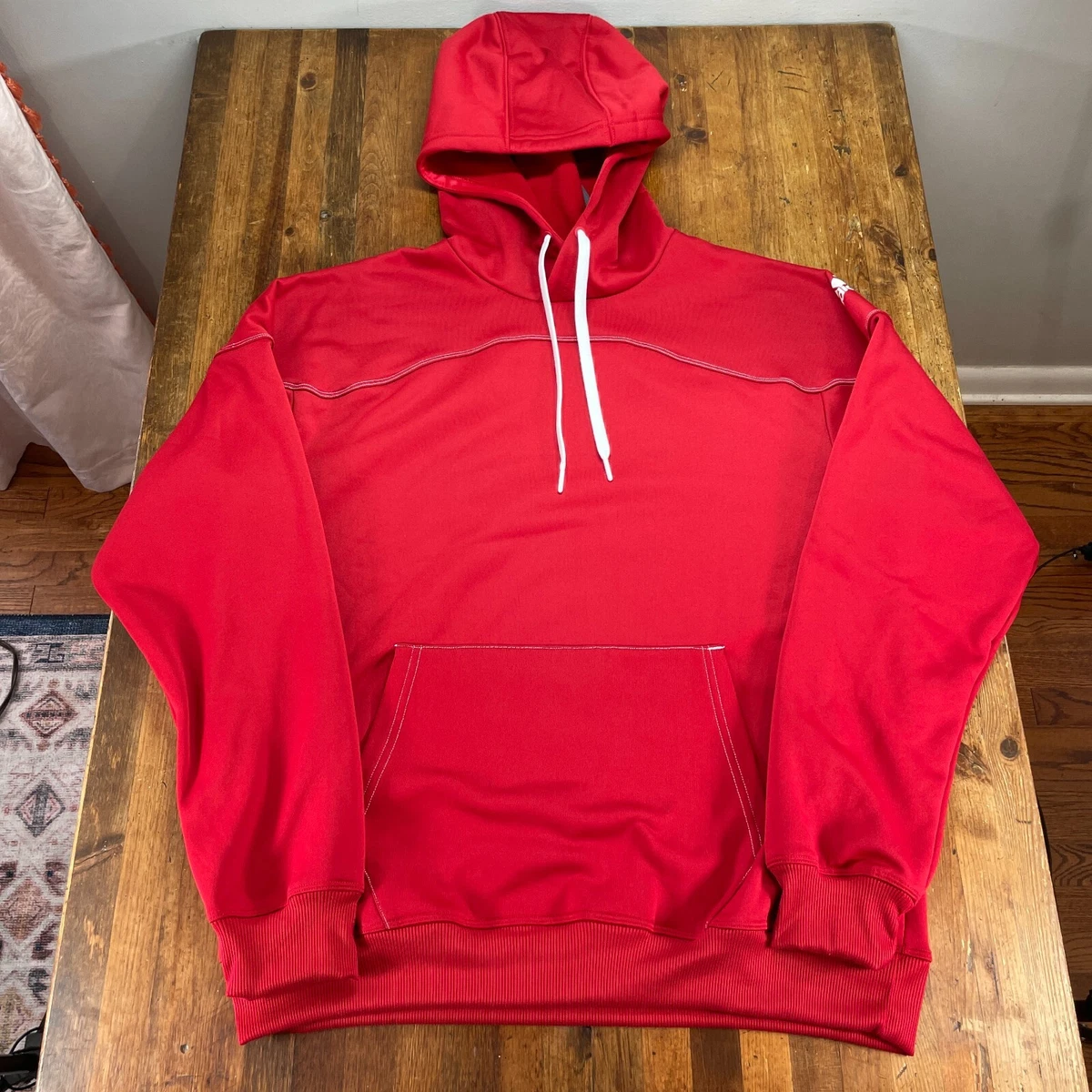 Adidas hoodie deals red mens