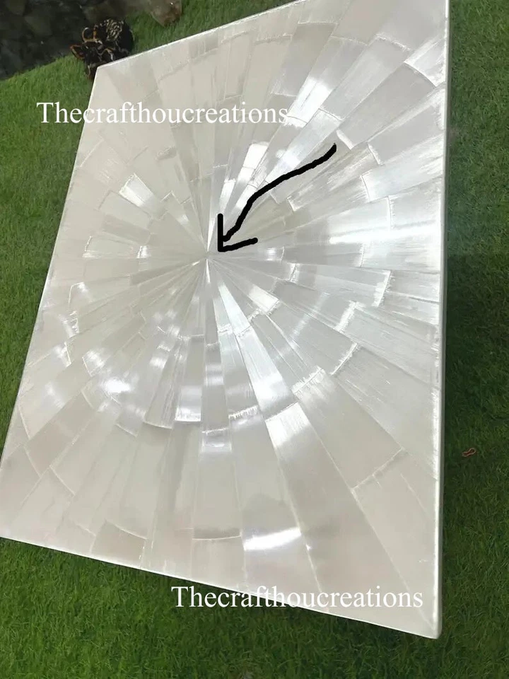 Selenite Stone Center Dining Table Sunburst Art Crystal Healing Gemstone Decor - Image 4 of 4