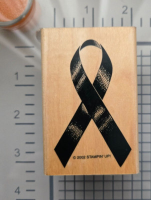 Stampin Up RIBBON of HOPE RARE 2002 Wood Rubber Stamp Cancer Awareness  New