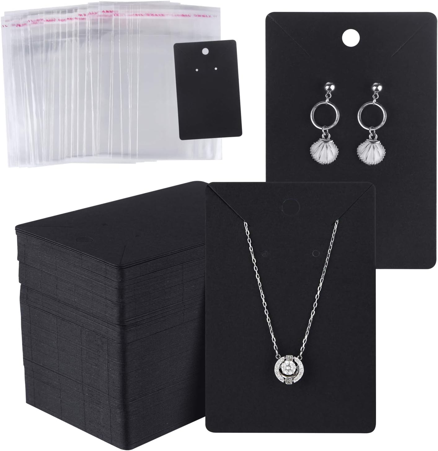 150-Piece Earring Display Card Set with Self-Seal Bags for Jewelry Storage & Showcase