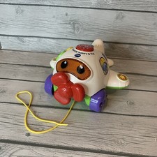 Vtech Fly  Learn Airplane Electronic Pull Toy Tested Working Lights  Sounds