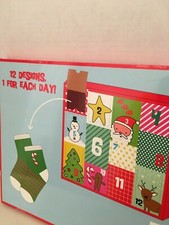 Advent Calendar 12 Christmas Designs 12 Pk Kids Socks Size 7 to 8.5 NEW