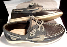 NEW SPERRY TOP-SIDER BOAT SHOE WOMEN'S Sz. 5M DARK BLUE LEATHER CANVAS STS97721