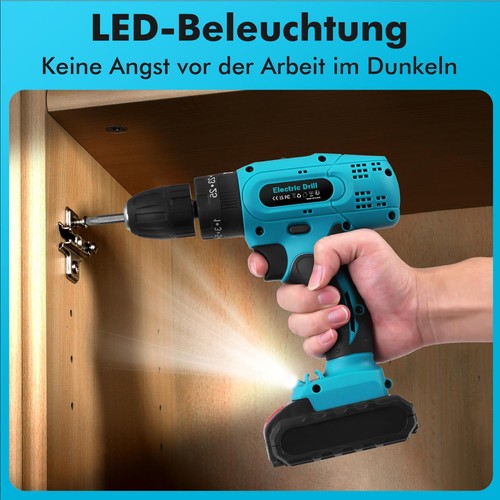 3 in 1 Akku Schlagbohrschrauber 21V Akkuschrauber Set Mit 2 Akkus + Koffer 21V - Bild 8 von 12