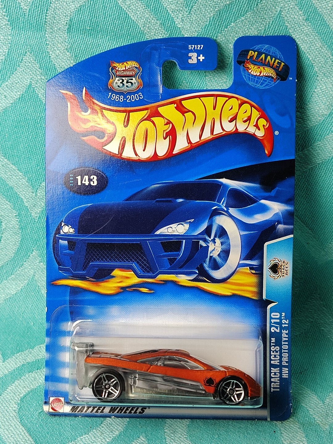 2002 Hot Wheels #143 Track Aces 2/10 HW Prototype 12 Burnt Orange New