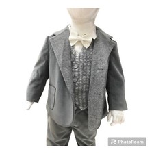 ABITO ELEGANTE COMPLETO SET CERIMONIA BATTESIMO BAMBINO 9/12 MESI MADE IN ITALY