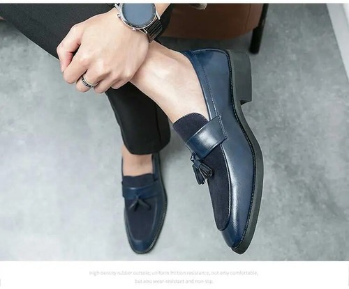 38-46 Mens Tassels Slip on Evening Party Casual Dress Shoes Splicing Spring Size - Picture 19 of 22