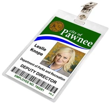 Leslie Knope, Parks And Recreation / Rec, Pawnee ID Badge Name Tag Card Prop