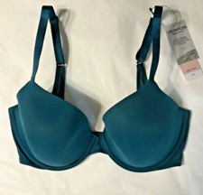 CALVIN KLEIN PERFECTLY FIT LIGHTLY LINED DEMI BRA BLUE-GREEN 32DDD 48 NEW N5786
