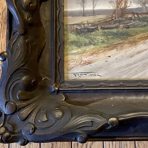 Henry Charles Fox RBA Watercolor Sheep Herder Geese Rainy Landscape Framed - Picture 17 of 19