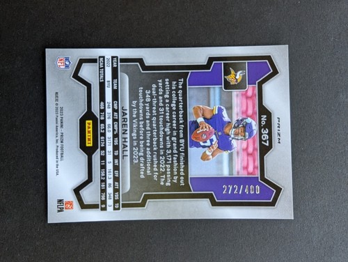 2023 Prizm Jaren Hall Pandora Prizm Rookie /400 - RC Vikings #367 - Picture 3 of 4