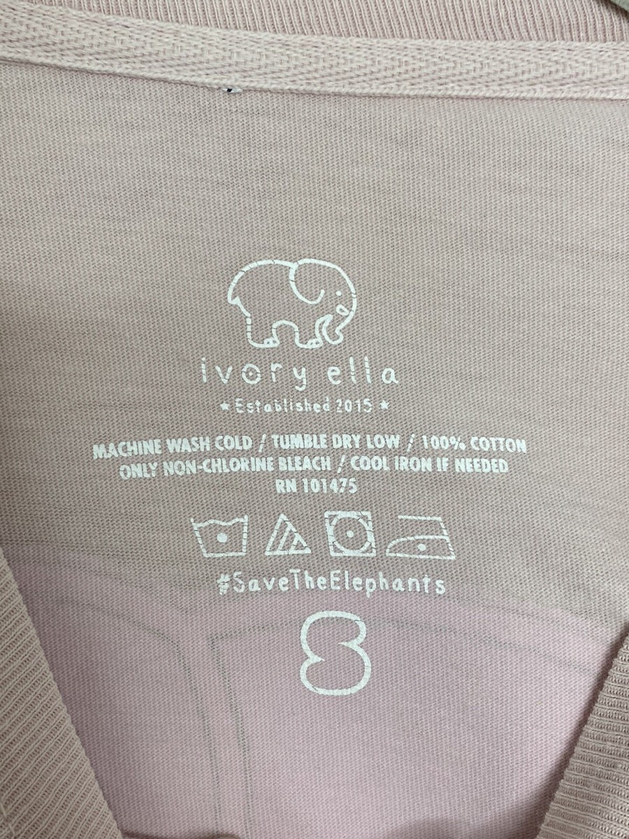 Ivory Ella Long Sleeve T Shirt Pink Comfort Elephant Graphic