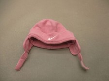 Nike One Size Infant Girls Pink Fleece Ear Flaps Closure Warm Soft Winter Hat 9C