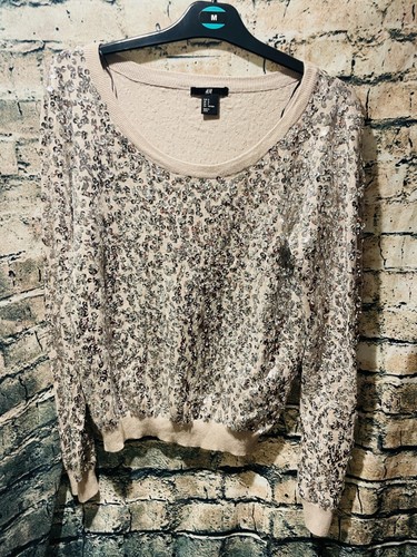 H&M Oversize Champagne Sequin Top, Size S , fit 12/14/16/18 42" chest - Picture 3 of 16