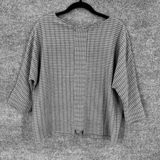 Niche Nilgun Derman Top Womens XS Bricks Gray 3/4 Sleeve Boxy Lagenlook Textured