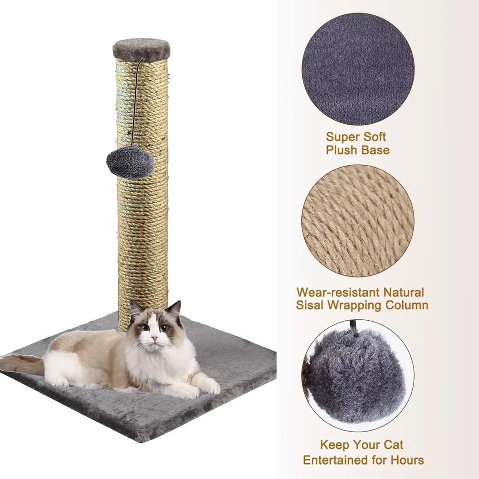 CAT SCRATCHING POST SCRATCH POST KITTEN CAT TREE SCRATCHER SISAL POLE NEW 40CM  - Image 3 of 4