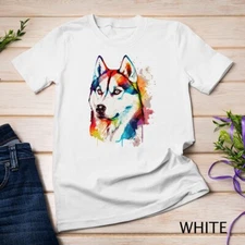 Watercolor Siberian Husky Colorful Husky Dog Lover Tee Unisex T-shirt