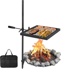 Swivel Campfire Grill Grate Portable Camping Essentials Over Fire Camp Grill