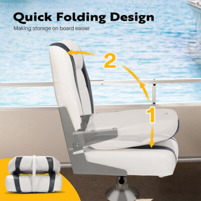 Folding Boat Seats Low Back 2 Pack, Waterproof Fishing Boat Captain