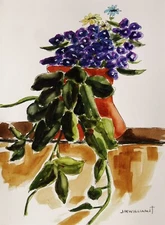 ORIGINAL FLOWER Watercolor Painting JMW art John Williams Impressionism