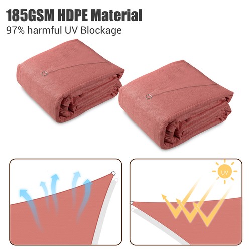 2 Pack 16x16 Ft 97% UV Block Square Sun Shade Sail Canopy Outdoor Backyard Pool - 第 5/12 張圖片