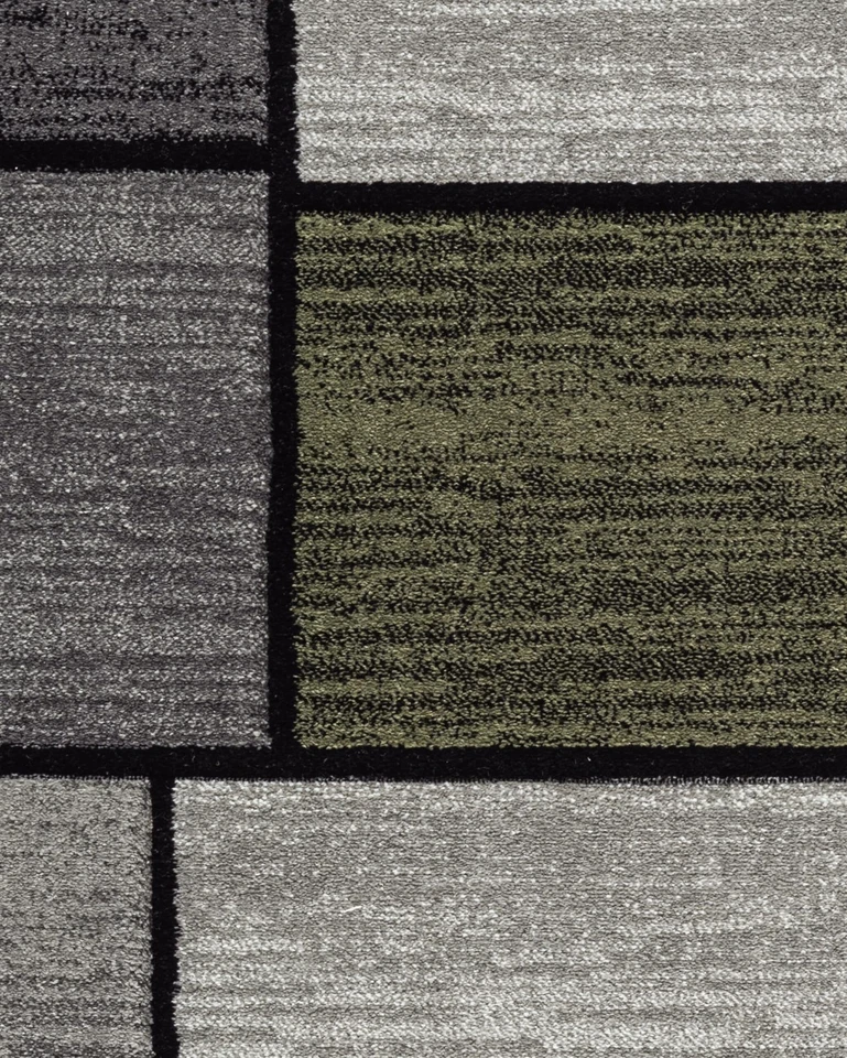 Alfombra verde abstracta moderna alfombra geométrica para sala de estar Foto 3 de 4