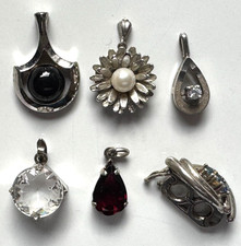 5  elegante Anhänger Vintage Silber + Kettenschieber Vintage Silber