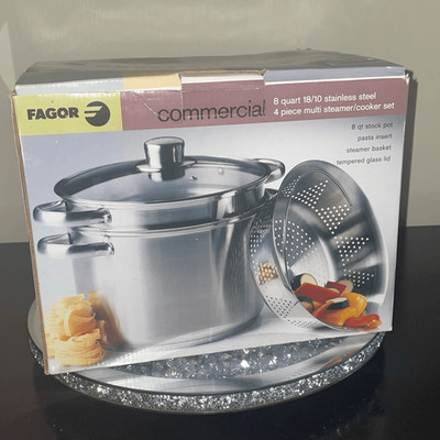 Brand new FAGOR Stainless Steel 4-Piece 8 Qt. Pasta Cooker Steamer Multi-Pots
