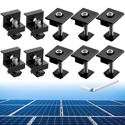 Solar Panel Mounting Brackets 10 PCS - T-Shaped Mid  End Clamps for Roofs