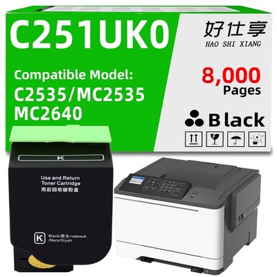 MC2640 C251UK0 Black Toner Cartridge Compatible for Lexmark C2535 MC2535 MC2640
