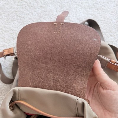 Dooney And Bourke Allie Nylon Beige Brown Leather Backpack 