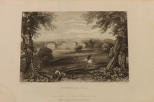 PRINT 1800S B/W HURSTBARNE PARK 20CM BY 13CM P2292