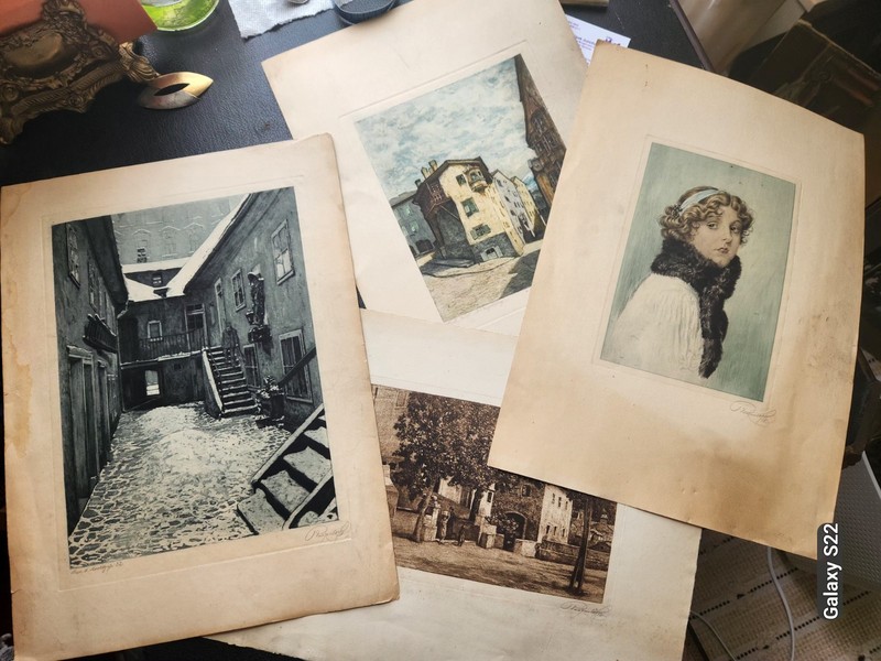 Jewish Artist Emil Ranzenhofer ~Austria~Lot of Hand Signed Etchings ~Original~