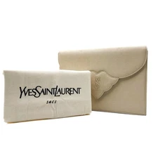 Saint Laurent Vintage Leather Clutch Bag YSL Ivory Purse Authentic