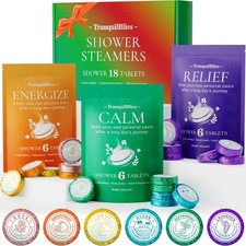 TranquilBliss 18 Pack Shower Steamers with 6 Smoothing Long-Lasting Scents, S...