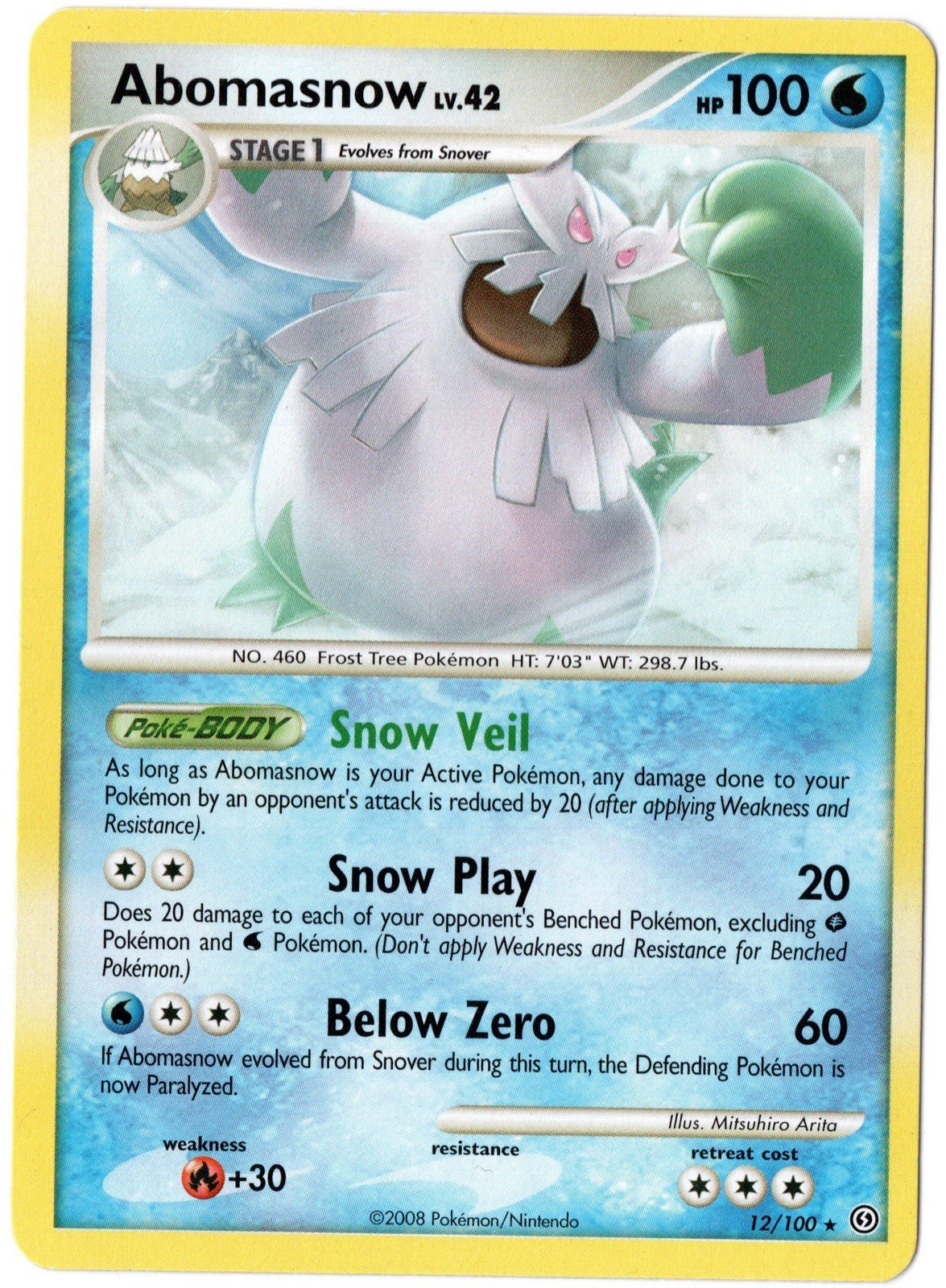Abomasnow 12/100 Diamond & Pearl Stormfront Pokemon Card Regular