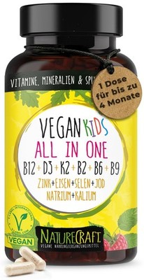 Vegan Kids All-in-One - Vitamin B12+D3+K2+B2+B6+B9 120 stück (1er Pack) 