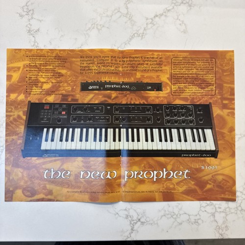 1983 • SEQUENTIAL CIRCUITS INC PROPHET - 600 print ad • 1980s CENTERFOLD ADV-93