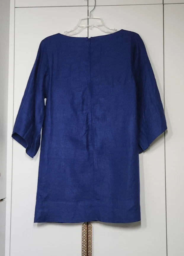 Mini vestido de lino Banana Republic para mujer talla 00P azul cielo estrellado Foto 3 de 4