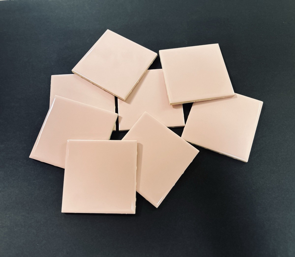 Vintage KY Blush Pink Ceramic Tile 4 3/8 Lot of 8 New Old stock