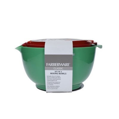 Farberware kleine, mittlere und große Rührschüssel Set, Kunststoff (3 Stück)