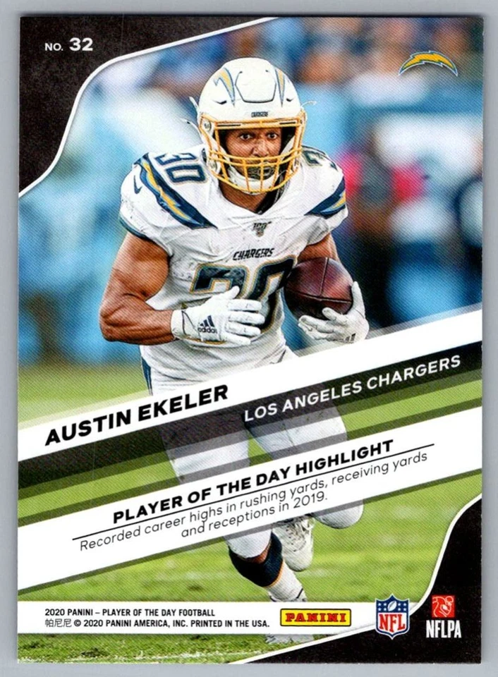 2020 Panini Player Of The Day Austin Ekeler Los Angeles Chargers #32 - Image 2 of 2